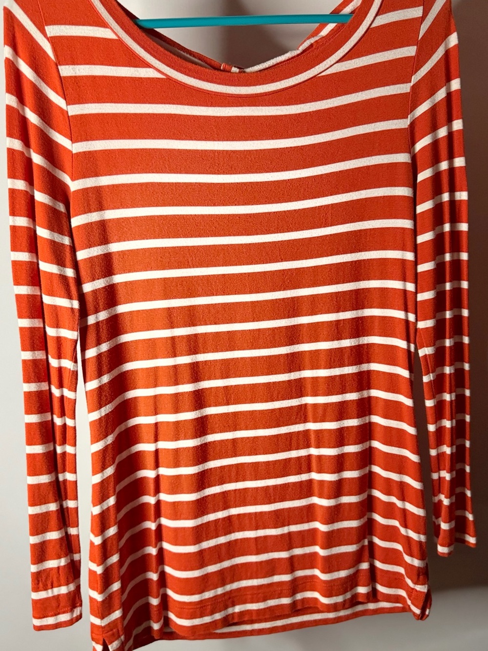 Banana Republic Orange and White Striped Long-Sleeve Tee